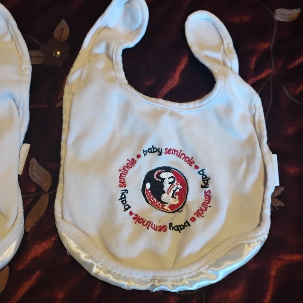 Lot of 2 Florida State FSU Baby Seminoles Bibs By Baby Fanatic